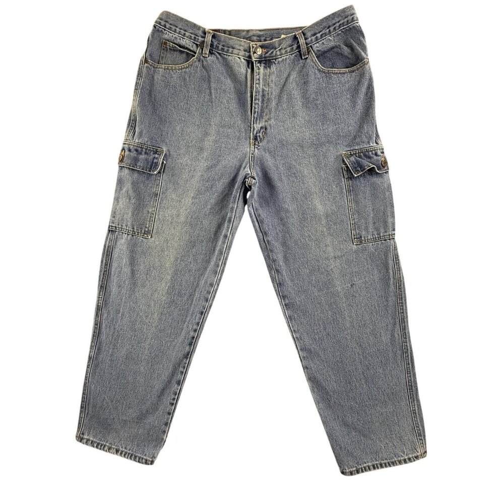 Vintage River Blues Mississippi Jeans Mens 38x30 Blue Cargo Utility Denim Pants